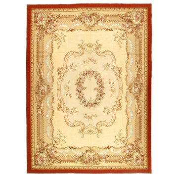 Beige Fine Hand Knotted Abusson Rug 8'11'' X 12'1''