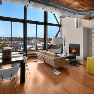 Industrial-Inspired Condominium Living Room
