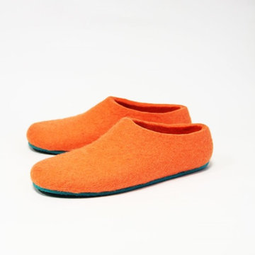Womens Wool Felt Slippers Peach Aqua