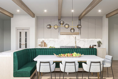Example of a mid-century modern kitchen design in Chicago