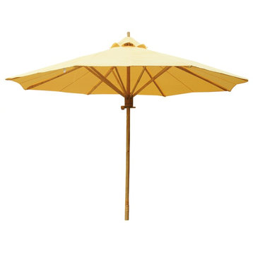 7 Foot Bamboo Umbrella With Yellow Polyester Canvas