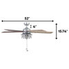 Rustic Farmhouse Ceiling Fan, Seeded Glass Shade & Reversible Blades, Silver