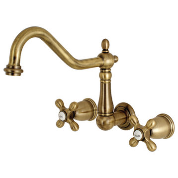 Kingston Brass Wall Mount Kitchen Faucet, Antique Brass