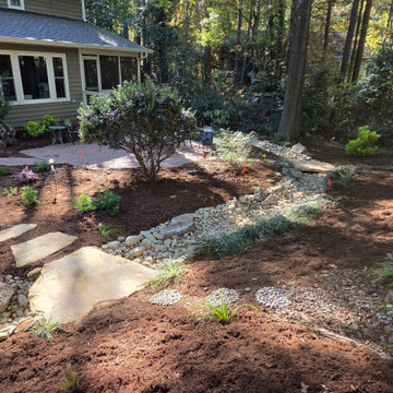 Yin-yang meditation garden with dry creek bed
