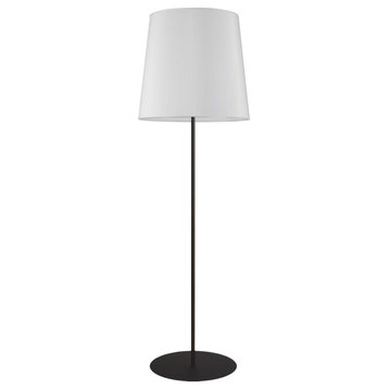1-Light Modern Minimalist Floor Lamp, Matte Black With White Shade
