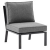 Afuera Living Modern Fabric/Steel Armless Patio Chair in Charcoal/Matte Black