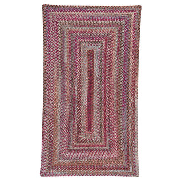 Alliance Concentric Rectangle Braided Rug, Ruby, 20"x30"