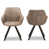 Blanford Mid-Century Modern Light Brown Fabric Dining Chair, Set of 2