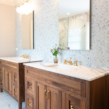 Warm Wood Double Vanity – Lake Bluff Dream Home
