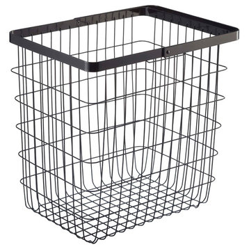 Wire Basket, Steel, Large, Holds 8.8 lbs, Black, Large