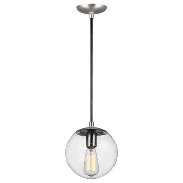 Leo - Hanging Globe LED Pendant Light in Satin Aluminum