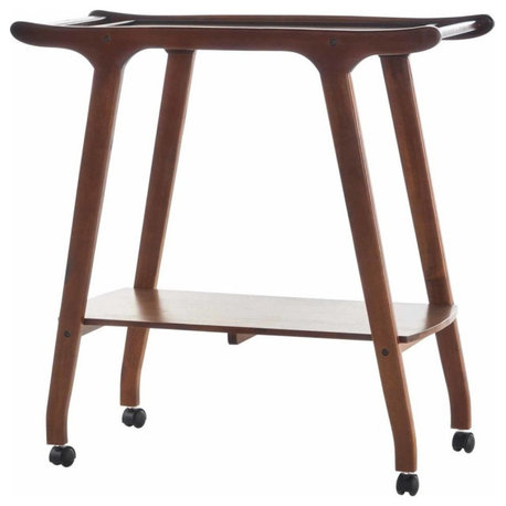 GDF Studio Clubhouse Mid Century Modern Rich Mahogany Acacia Wood Bar Cart