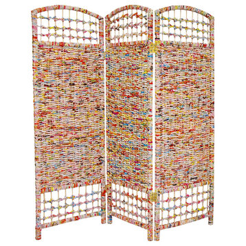 4' Tall Recycled Magazine Room Divider, 3 Panels
