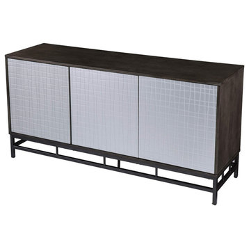 Modern Storage Cabinet, 3 Cabinet Doors With Basketweave Patterned Front