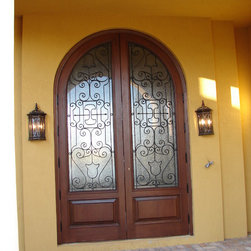 Mahogany Arched Impact Doors - Front Doors