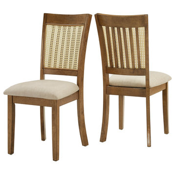 Auman Cane Accent Dining - Slat Back Chair (Set of 2), Oak Finish