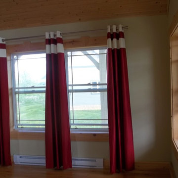 Red Grommet Panels with White Accent Stripes