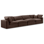 Meridian Furniture - Comfy Upholstered Modular Sofa, Brown, 4-Piece: 2 Armless Chair, 2 Corner Chair, Velvet - Give your space a whole new look with this brown Comfy velvet sofa. This handsome sofa fits nicely with other items in the Comfy collection and is a versatile seating option designed for adaptability, comfort and style. Wrapped in rich brown durable velvet upholstery, this sofa offers a plush embrace of overstuffed down feather cushions, carefully crafted to deliver the highest level of comfort. The perfect seat for creating an oasis for relaxation, this sofa has thick foam surrounding its frame for added support and coziness.