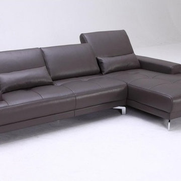 espresso Brown Leather Sectional Sofas