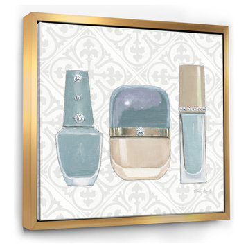 Designart Glam Cosmetics Blue Accessories Posh Luxe, Gold, 30x30