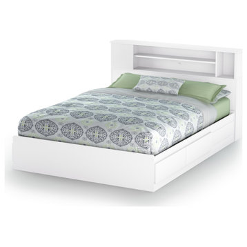 South Shore Vito Queen Mates Bed with Drawers and Bookcase Headboard (60'')...
