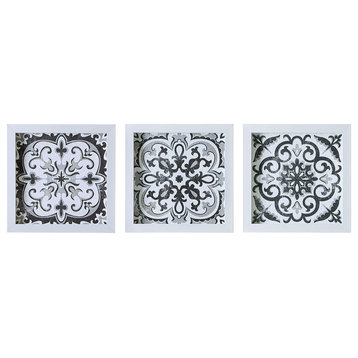 Madison Park Montage Printed Distressed Tile Pattern 3 PC Deco Box Wall Art Set