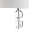 Cary 28" Modern Stacked Crystal and Metal LED Table Lamp, Chrome and Clear