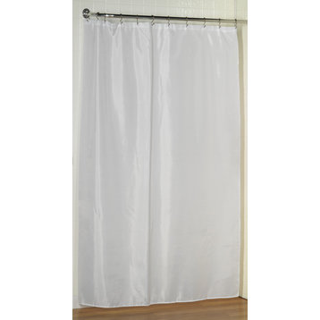 Extra Long (96'') Polyester Fabric Shower Curtain Liner in White