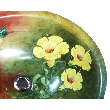 Hand Painted Sink "Hummingbird " Small Donna Drop-In Sink