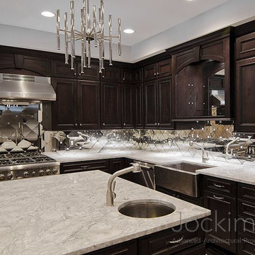 Private Residence antique mirror backsplash tiles