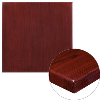 30" Square High, Gloss Mahogany Resin Table Top With 2" Thick Drop, Lip