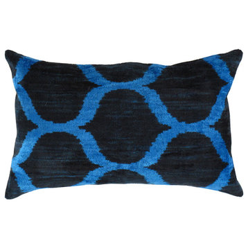 Ti 308 Turkish Black and Blue Color Velvet Pillow