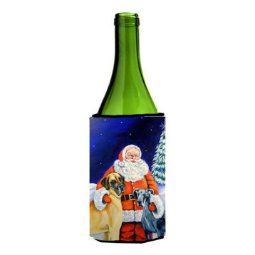 Santa Claus with Great Dane Wine Bottle Beverage Insulator Beverage Insulator H