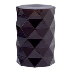 Black Octagon Geometric Garden Stool - Accent And Garden Stools