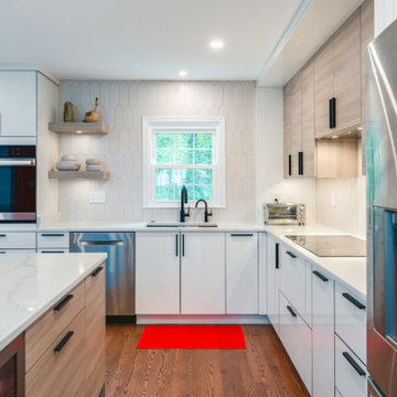 Glossy White & Natural Wood Kitchen Transformation