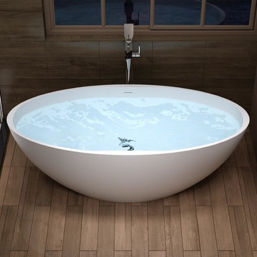 ADM Bathroom Oval Freestanding Bathtub, Matte White, 66.1" - SW-171 (66 x 31)
