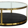 Hattie Contemporary Coffee Table, Brushed Gold Finish and Black Wood