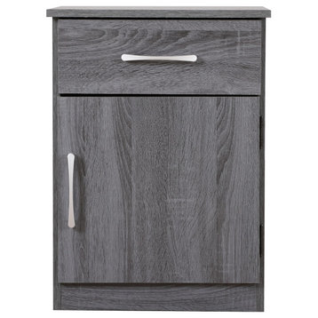 Brady Home 1 Drawer and 1 Cabinet Nightstand, Gray