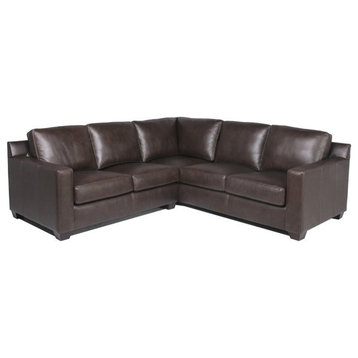 Maklaine Transitional 2 Piece Leather Upholstered Corner Sectional in Dark Brown