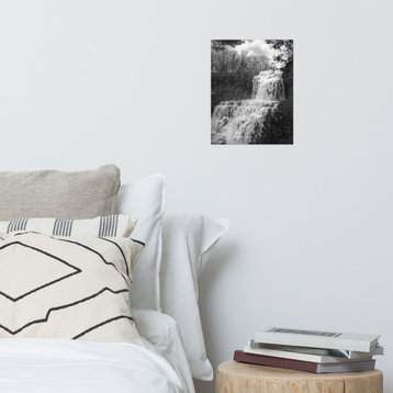 Chittenango Falls Landscape Photo Black and White Unframed Wall Art Print, 11" X 14"