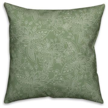 Green Paisley Pattern 18x18 Spun Poly Pillow Cover