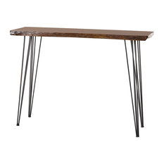 GDFStudio - Aneissa Industrial Faux Live Edge Rectangular Bar Table, Natural - Indoor Pub and Bistro Tables