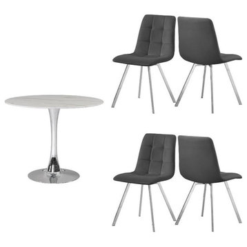 Home Square 5-Piece Set with Tulip Dining Table & 4 Dining Chairs