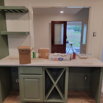 Custom Sage Green Beverage Bar & Built-In Wine Storage Station