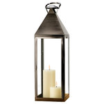 Serene Spaces Living - Serene Spaces Living Matte Pewter Metal and Glass Square Lantern, 29" Tall - You'll love the simple square shape and beautiful pewter color of this metal lantern. It is made of steel with a matte pewter finish and has clear glass panels with a magnetic door. The classic square shape and neutral color makes it perfect for various decor styles like modern, vintage, rustic, beach or farmhouse. Use this lamp as a decorative centerpiece for indoor fall decor, to light up the home at Christmas, as a hurricane candleholder lantern for outdoor garden parties. Sold individually, it measures 29" Tall and 9" Square. CLEANING INSTRUCTIONS - Wipe with a wet cloth gently to clean the glass panels and metal frame to maintain its look. Serene Spaces Living specializes in creating accent pieces made with love that will look great anywhere in your home.