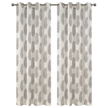 Paisley Drapery Curtain Panels with Grommets, Cream