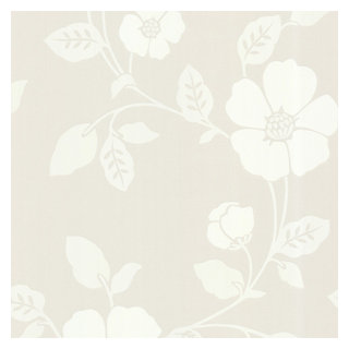 Zync Cream Modern Floral Wallpaper,, Sample - Contemporary - Wallpaper - by  Brewster Home Fashions | Houzz