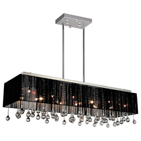 Water Drop 17 Light Drum Shade Chandelier With Chrome Finish