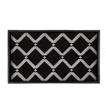 24.5"x14"x1.5" Rubber Boot Tray With Black/Ivory Diamond Coir Insert