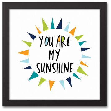 You Are My Sunshine Cool Tones Design 12x12 Black Framed Canvas